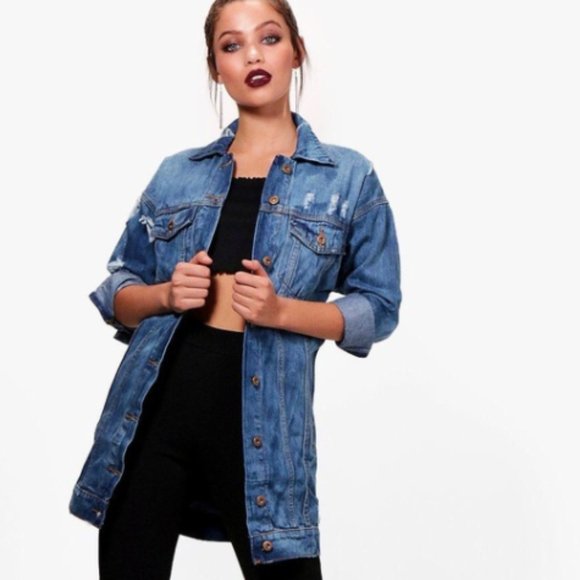 boohoo distressed denim jacket